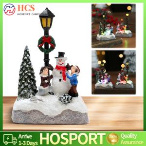 【HCS】1Pc Christmas Village Houses Christmas Table Ornaments with LED Light Xmas Village Ornament for Christmas Party Favors