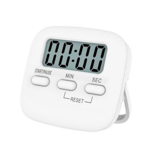 Timer Magnetic Stopwatch Countdown Alarm with battery Digital LCD Kitchen Cooking Timer Study Timer White
