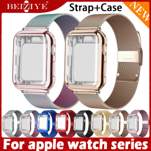 Dây đeo đồng hồ bằng thép không gỉ kim loại PHỤ KIỆN For apple watch ultra / ultra 2 49mm Milanese + Vỏ For apple watch Series 10 9 8 7 6 SE 5 dây đeo 42mm 46mm 41mm 45mm 40mm 44mm 38mm 42mm Dây đeo đồng hồ thông minh Milanese Loop