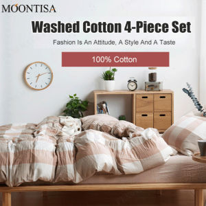 guibai Skin-friendly washed cotton bedding set of four autumn and winter sheets and fitted sheets