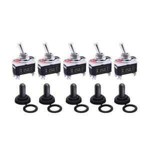 Automotive Toggle Switches with Waterproof Caps 12mm Mounting Hole Controll Switches 15A 250VAC SPST Designs for Boat Car