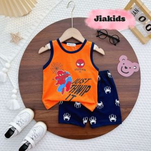 Bộ Ba Lỗ Trẻ Em Hiệu MINKY MOM Vải Cotton Lụa Cho Bé Trai 8-27kg In Hình Siêu Nhân Người Sắt Người Dơi BL-IN70