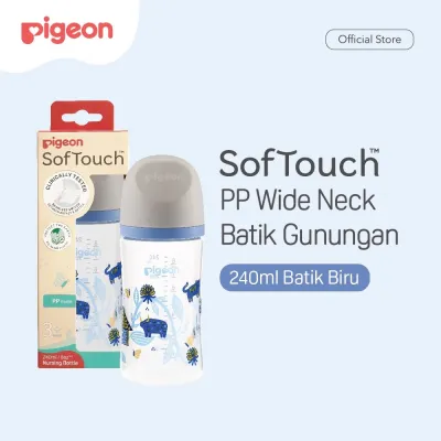 (NEW) Pigeon Botol BPP Wide Neck Batik Gunungan w/SofTouch Nipple 160ml 240ml Ori Pigeon Indonesia