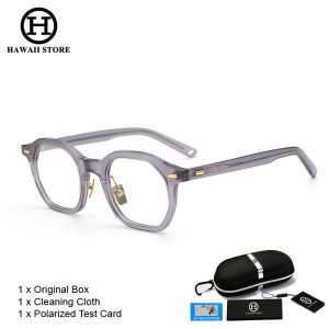 Hawaii Fashion Blue Light Acetate Leisure Glasses Frame Men Vintage Round Prescription Eyewear Myopia Optical Eyeglass Frames