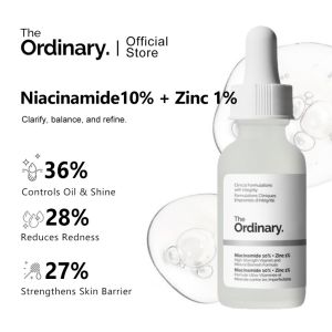 The Ordinary Niacinamide 10% + Zinc 1% Serum High Strength Vitamin B3 Serum Control Oil Shine Reduce Redness Strengthen Skin Barrier Pore Refining Facial Serum