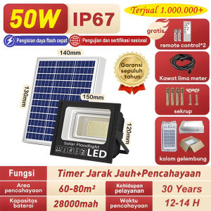 【Beli 1 gratis 1】1000W super terang lampu tenaga surya lampu sorot solar cell otomatis lampu LED light solar panel tahan air IP67 nyalalampu led rumah