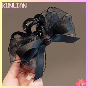[KUNLIAN] กิ๊บหนีบผมรูปโบว์ตาข่ายสีดำกิ๊บหนีบผมทรงกรงเล็บขนาดใหญ่กิ๊บหนีบผมรูปโบว์สำหรับผมหางม้าเครื่องประดับผมของผู้หญิง