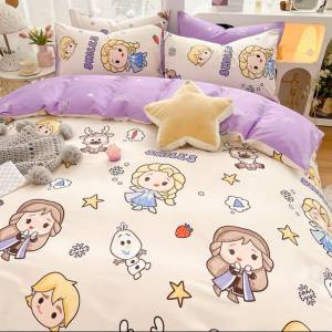 ชุดเครื่องนอนครบชุด 6 ชิ้น มีผ้านวม ขนาด 3.5 / 5 / 6 ฟุต ลายเจ้าหญิง frozen การ์ตูน ผ้าปู +ผ้านวม +ปลอกหมอน +ปลอกหมอนข้าง เก็บเงินปลายทาง