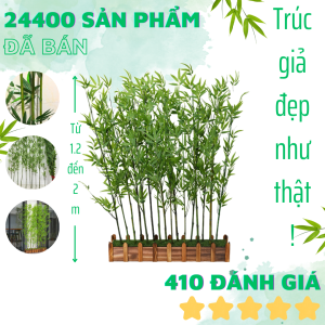 Cây trúc trang trí quán cafe Set 30 cây trúc giả 2 loại thân - Size từ 120cm đến 200cm - Cây giả hoa lụa Decor trang trí nhà cửa