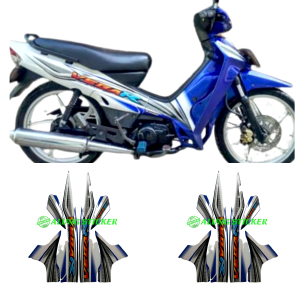 STIKER STRIPING LIS LES BODY MOTOR YAMAHA VEGA R TAHUN 2005 WARNA PUTIH-BIRU 1SET STANDAR