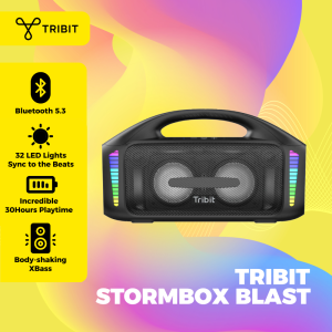 Tribit Stormbox Blast Bluetooth Speaker 90W Speaker Bluetooth 5.3 Outdoor RGB Light IPX7 Water Proof Party TWS Pairing
