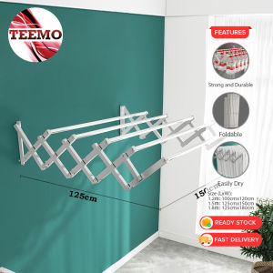 TEEMO 1.2m/1.5m/1.8m Retractable Clothes 4Bar/5Bar Hanger Wall Mounted Ampaian Baju Stainless Steel Cloth Drying Rack Laundry Pengering - Fulfilled by TEEMO SHOP