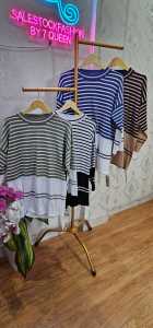 [7 Queen] Blouse Sweater stripe wanita import - blouse import - sweater wanita.
