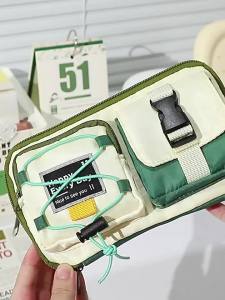 Korean Style Cat Pencil Case Black and White Grid Design & Towel Embroidery Suitable for Back-to-School Gifts & Anniversary Gifts