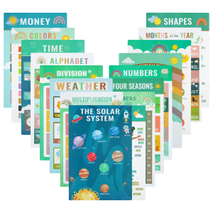 【16pcs】 Chart for kid educational set wall numbers alphabet chart educational chart for baby