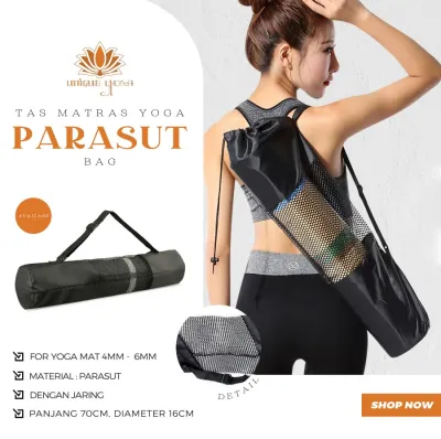 Tas Yoga Parasut / Tas Matras Termurah / Tas Matras Yoga Jaring Hitam