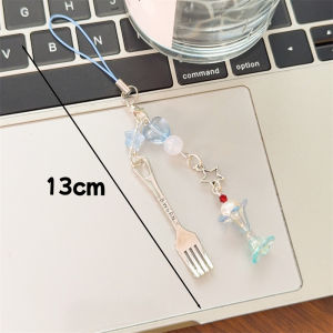 Sweet Delicious Big Ice-cream Keychain Pink Bow Star Key Chain Spoon Candied Haws Pendant Keychains for Women Men Jewelry Gifts