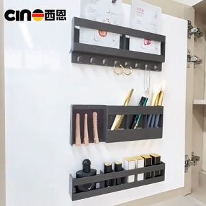 【SG Stock】Magnetic Bathroom Mirror Door Organizer with Hooks & Compartments