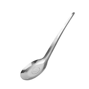 10PCS Chinese Spoons Stainless Steel Rice Soup Spoon Long Handle Flatware Cutlery Cooking Utensil Table Spoon for Kitchen Restaurant