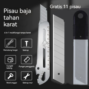 【6 in 1】Pisau Cutter 18mm multifungsi baja cuter besi stainless besar 10pc mata pisau cutter pisau pemotong kertas COD