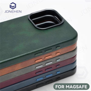 High-end Retro Oil Wax Pattern For Magsafe Leather Case For iPhone Air 15 14 Plus 13 16 17 Pro Max Camera Button Cover