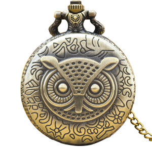 New Mens Anime Retro Pocket Watch  Owl Quartz Pendant Watch  Fashion Accessories Childrens Holiday Gifts
