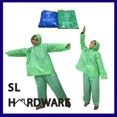 (BISA COD) Jas Hujan Bambu / Jas Hujan Setelan / Jas Hujan Plastik LDPE Tebal TIDAK BISA PILIH WARNA