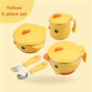 Original Goryeo Baby Childrens Tableware Set Baby Eat Rice Drink Water Cup Injection Insulation Sucker Bowl Baby Cartoon Food Bowl
