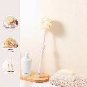 Angola Sikat Punggung Badan dan Sponge Puff Loofah 2in1 D92 Alat Bantu Gosok Punggung Badan 2 Sisi/Sikat Punggung Serbaguna/Bath Brush