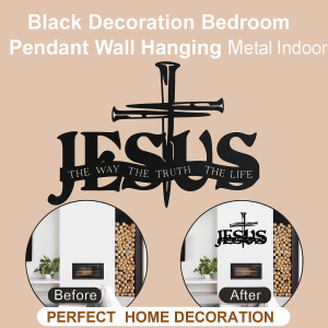 Black Metal Cross Wall Art Hanging Wall Decor Jesus Wall Hanging Ornament Christian Metal Art Steel Decor 黑色金属十字架壁挂
