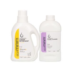 [BUNDLE PACK] Ecominim Liquid Detergent Ever Gentle 1L + Floor Cleaner Oceanic Breeze 1L | Plant Based No SLES/SLS Baby Safe Pet Safe Skin & Eczema Friendly