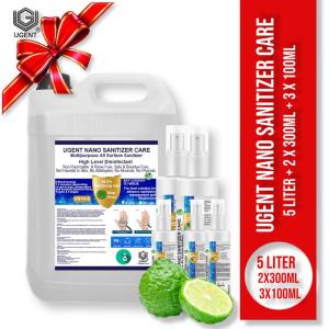 Ugent Nano Sanitizer Combo (5L + 2x300ml + 3x100ml) | High-Performance Disinfectant Eco-Friendly Kaffir Lime Scent