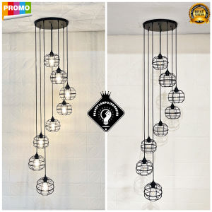 Lampu Gantung Void Tangga 8in1 minimalis Modern Vintage Klasik Retro Ruang Tamu Plafon Dekorasi Hias Mini Bar Ruang Tamu Aesthetic