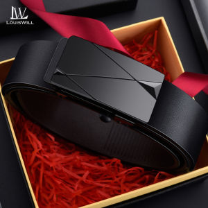 LouisWill เข็มขัดของผู้ชายแฟชั่นเข็มขัดลำลองธุรกิจเข็มขัดหัวเข็มขัดอัตโนมัติที่ทันสมัยสำหรับวัยรุ่นสายรัดข้อมือพียูเข็มขัดกางเกงกีฬาที่มีสไตล์เรียบง่ายเข็มขัดทนทาน