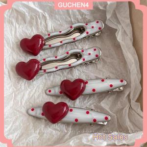 GUCHEN4🎀 2 cái kẹp tóc kim loại chấm bi trái tim ngọt ngào kẹp tóc chống trượt kẹp tóc mỏ vịt hình học Phụ Kiện Kẹp Tóc phụ nữ