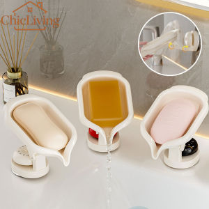 ChicLiving No Drill Suction Cup Rotating Soap Dish Wall Mount Swivel Draining Soap Holder Bathroom Laundry Soap Storage Rack