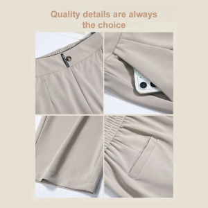 High waist thin wide leg pants Thin section ice silk suit wide leg pants pants