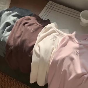 Girls Autumn Winter Top New Half Turtleneck Thickening Undershirt Warm Soft Casual Base T-Shirt For Toddlers Kids Clothing