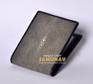 Dompet Pria Kulit Ikan Pari POLISH Warna Hitam Abu