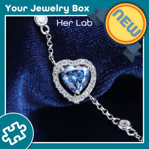 Her Lab Jewelry | Genuine S925 sterling silver blue diamond bracelet 1 carat blue moissanite bracelet GTA certified love diamond bracelet simple and versatile Valentines Day gift for girlfriend