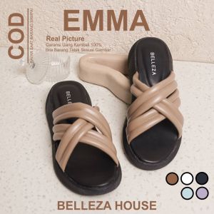 BELLEZA EMMA Sandal Wanita Anak Perempuan Usia 2 sampai 10 Tahun Wedges Model Silang Empuk Tripple Tiga Strap Sendal Anak Cewek Slop Tinggi 3.5 cm Beleza Belezza Bellezza Sendal Sandal Anak Cewe umur 3 4 5 6 7 8 9 thn
