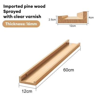 NAIJIA Floating Wall Shelf Solid Wood DIY Rak Hiasan Dinding 30CM/60CM/90CM/120CM 墻上置物架