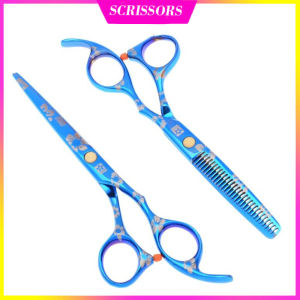 Gunting Potong Rambut Blue Sakura 6\\\" Hair Scissors lurus Sasak / Alat Pangkas Rambut Salon