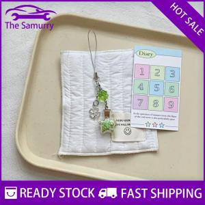 Samurry ✨Hot Sale✨ Charm Fashion Lucky Four Leaf Clovers Wishing Bottle Beaded Phone Pendant Fashionable Ornament Cell Phone Keyring Strap Lanyard