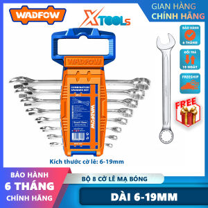Bộ 8 cờ lê Wadfow vòng miệng/2 đầu miệng/2 đầu vòng được mạ bóng Kích thước: 6-19mm6-22mm