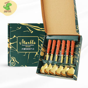Sendok Makan Set Isi 6 Pcs Motif Marble Box Gift Set Hampers Souvenir Venrc Wakakids