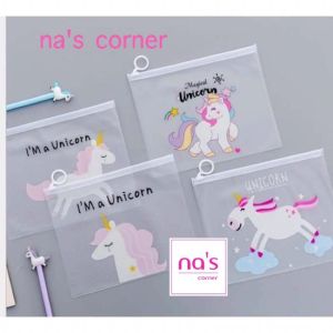 Túi zip ví chống thấm hình ngựa pony Unicorn đựng bút mỹ phẩm size A5