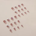 Ungu berkilauan mawar putih gradien bunga tiga dimensi menghancurkan manikur peri berlian fake nail kuku palsu + lem nail art. 
