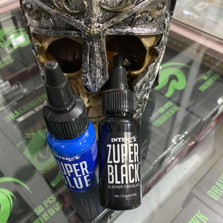 Cặp 2 màu mực xăm trung cấp zuper xanh đen 30ml / 1 lọ