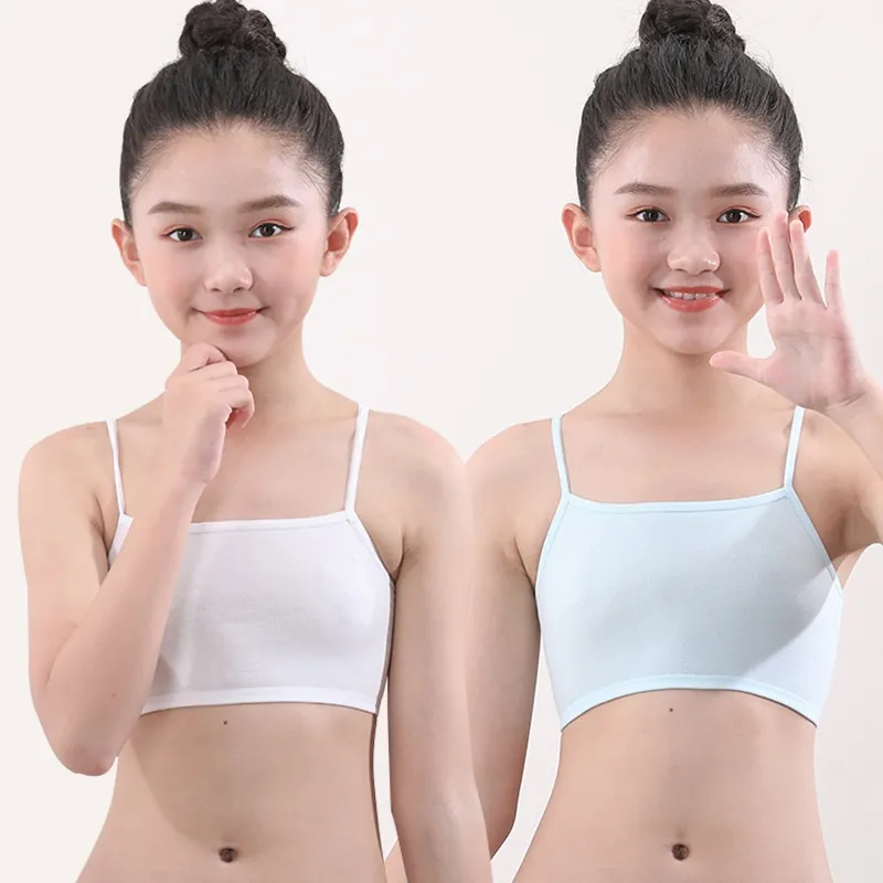 Doly] 7-13 years old girl vest Teens Bra For Girl Kids bralette tops  anti-bump breathable underwear student girl thin sling child